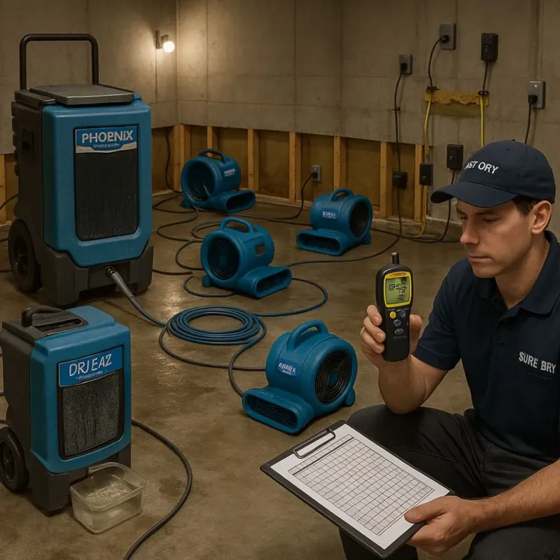 Structural Drying and Dehumidification process in Eliot, ME